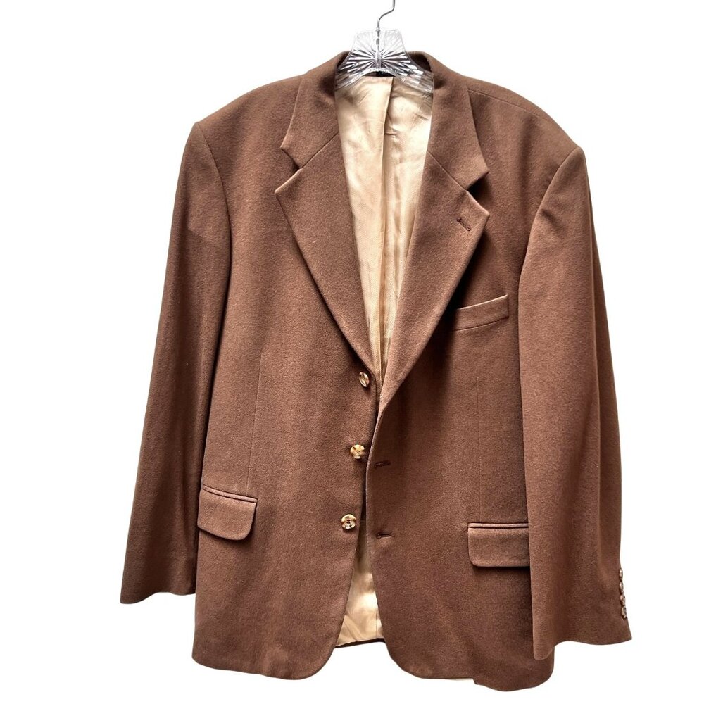 Oscar de la Renta Mens 42R Blazer Brown Wool Cashmere Blend Sport Coat Jacket - Picture 3 of 16